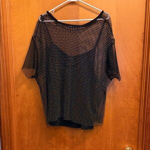 Torrid Black netted tee with rhinestones